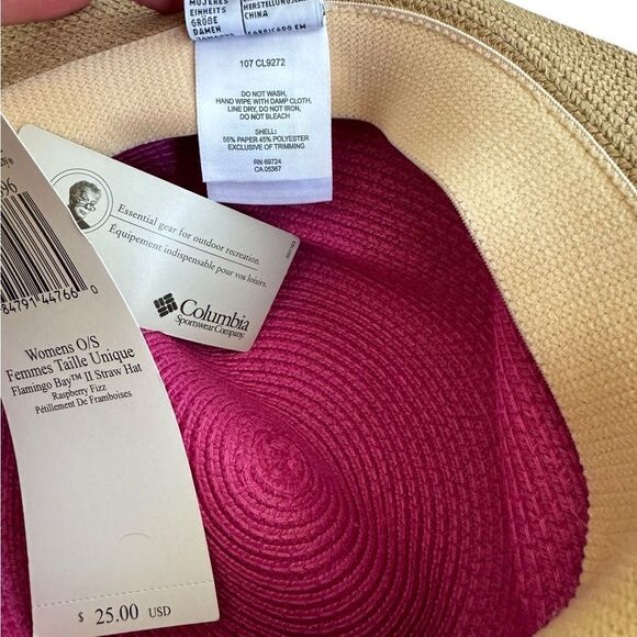 Columbia Flamingo Bay Straw hat in raspberry fizz NWT - Picture 8 of 8